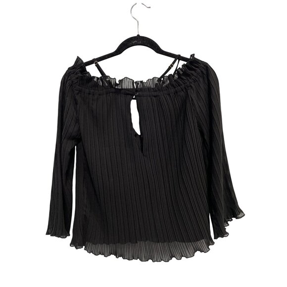 Walter Baker Fritz Blouse Size Small Ruffle Off The Shoulder Black Whimsigoth - Picture 3 of 9